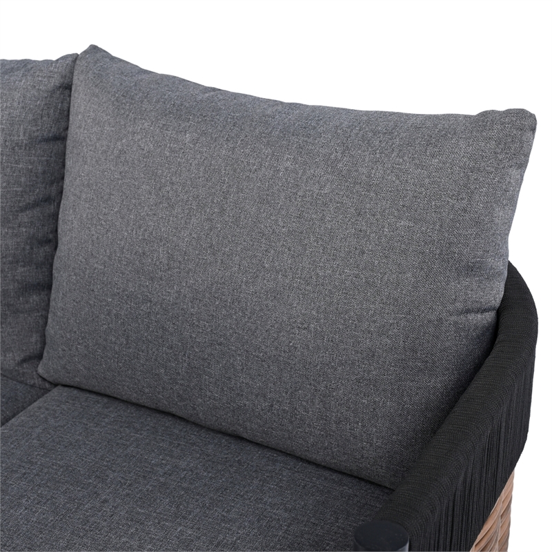 Safavieh Harrison 3 Seater Fabric and Steel Sofa in Black / Gray