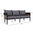 Safavieh Harrison 3 Seater Fabric and Steel Sofa in Black / Gray