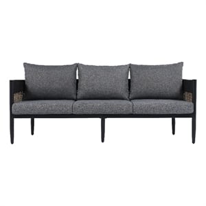 Safavieh Harrison 3 Seater Fabric and Steel Sofa in Black / Gray