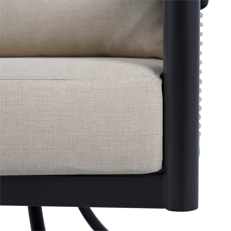 Safavieh Harrison Fabric and Steel Swivel Chair in Black / Taupe