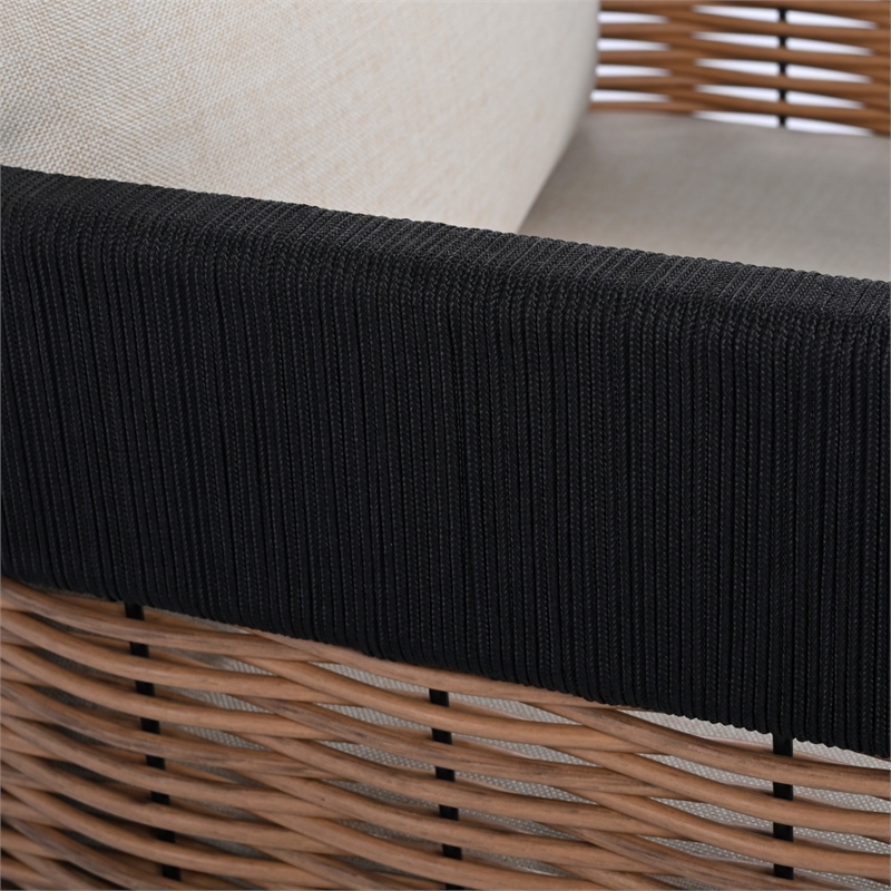 Safavieh Harrison Fabric and Steel Swivel Chair in Black / Taupe