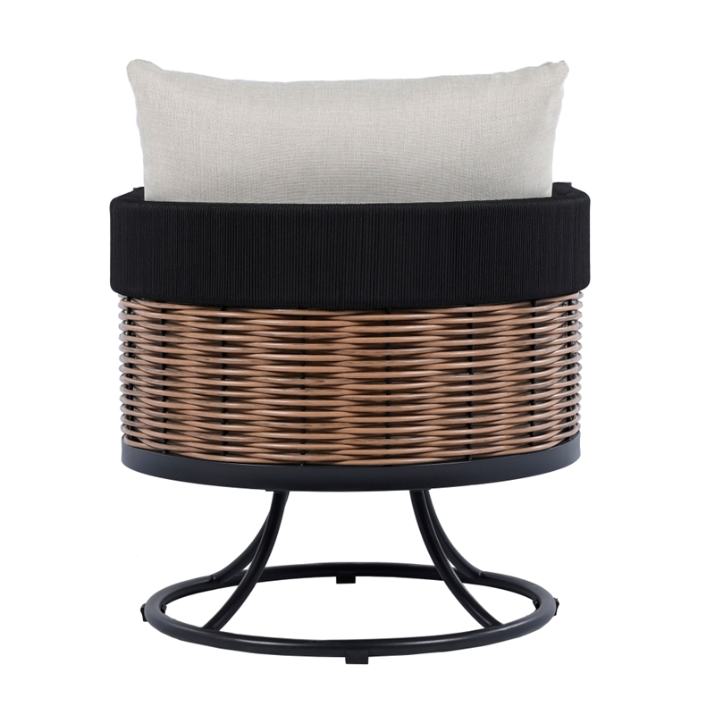 Safavieh Harrison Fabric and Steel Swivel Chair in Black / Taupe