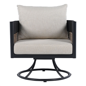 Safavieh Harrison Fabric and Steel Swivel Chair in Black / Taupe