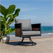 Safavieh Harrison Fabric and Steel Swivel Chair in Black / Gray