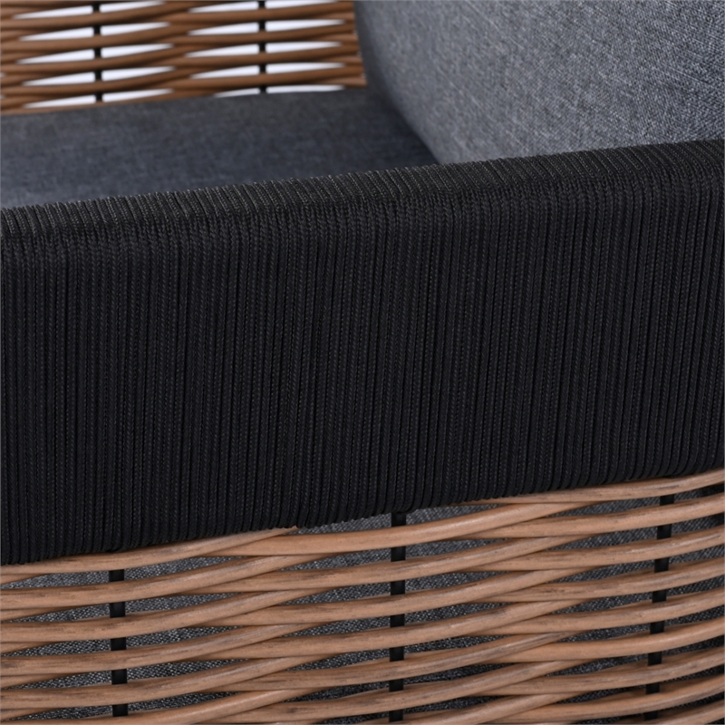 Safavieh Harrison Fabric and Steel Swivel Chair in Black / Gray