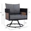 Safavieh Harrison Fabric and Steel Swivel Chair in Black / Gray