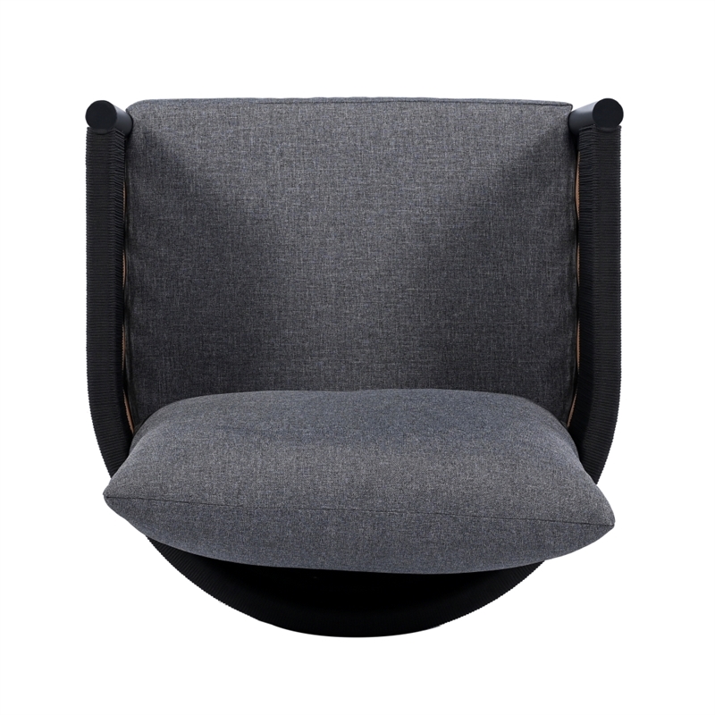 Safavieh Harrison Fabric and Steel Swivel Chair in Black / Gray