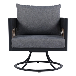 Safavieh Harrison Fabric and Steel Swivel Chair in Black / Gray