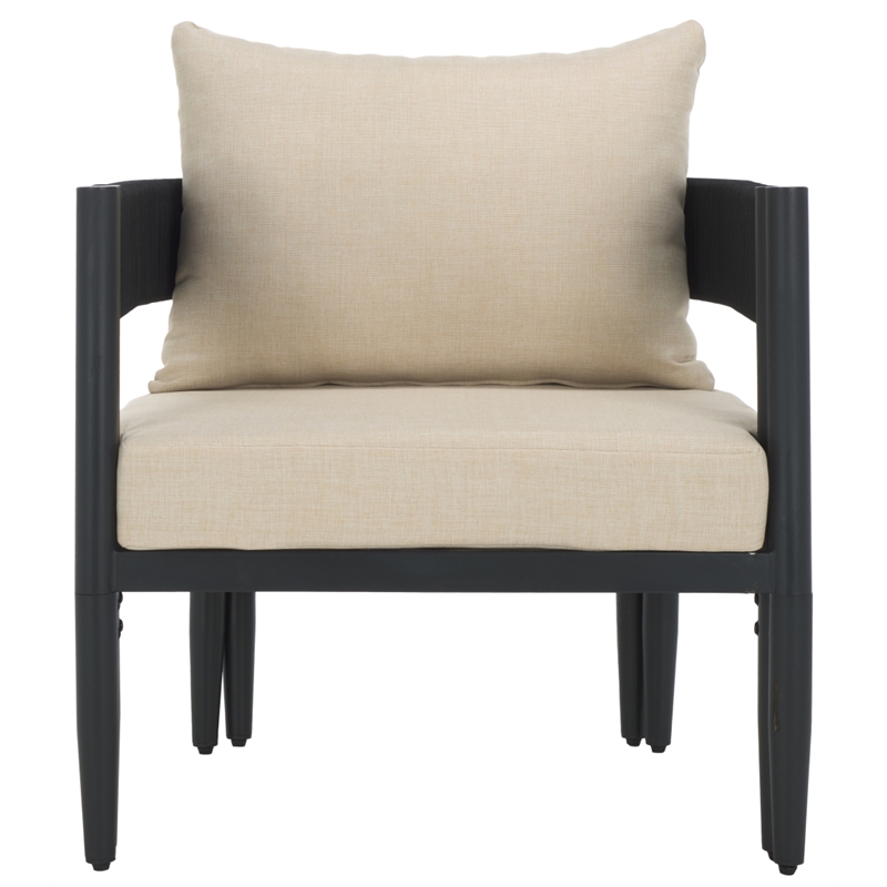 Safavieh Viola Fabric and Steel Chair Set of 2 in Black / Taupe