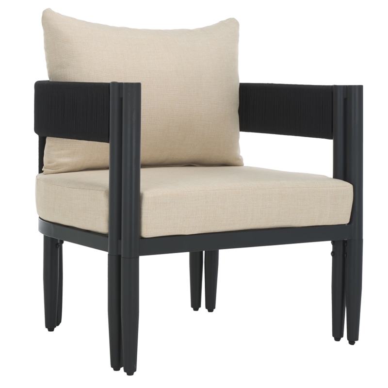Safavieh Viola Fabric and Steel Chair Set of 2 in Black / Taupe