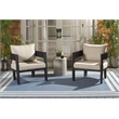 Safavieh Viola Fabric and Steel Chair Set of 2 in Black / Taupe