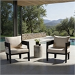 Safavieh Viola Fabric and Steel Chair Set of 2 in Black / Taupe