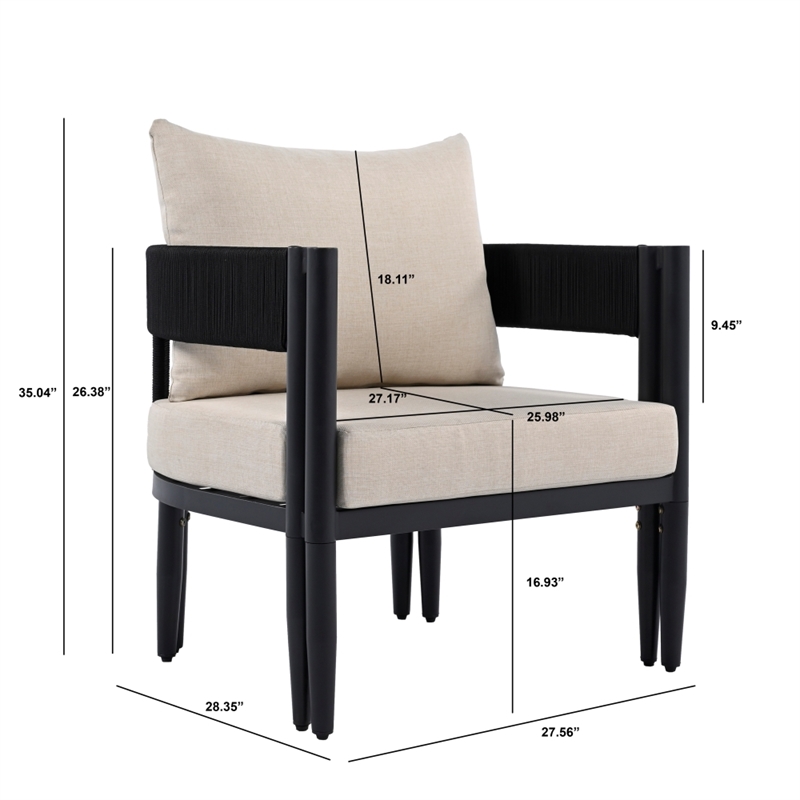 Safavieh Viola Fabric and Steel Chair Set of 2 in Black / Taupe