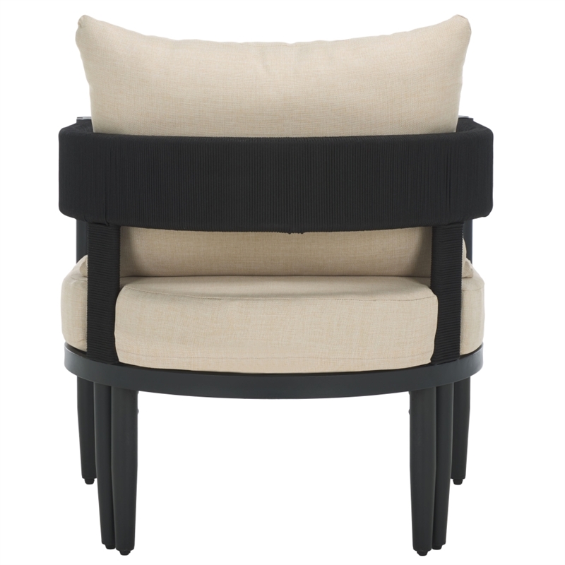 Safavieh Viola Fabric and Steel Chair Set of 2 in Black / Taupe