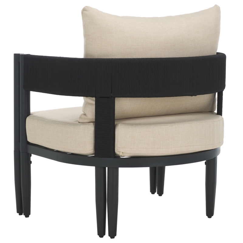 Safavieh Viola Fabric and Steel Chair Set of 2 in Black / Taupe