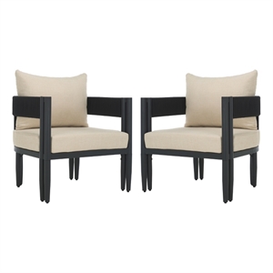 Safavieh Viola Fabric and Steel Chair Set of 2 in Black / Taupe