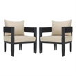 Safavieh Viola Fabric and Steel Chair Set of 2 in Black / Taupe