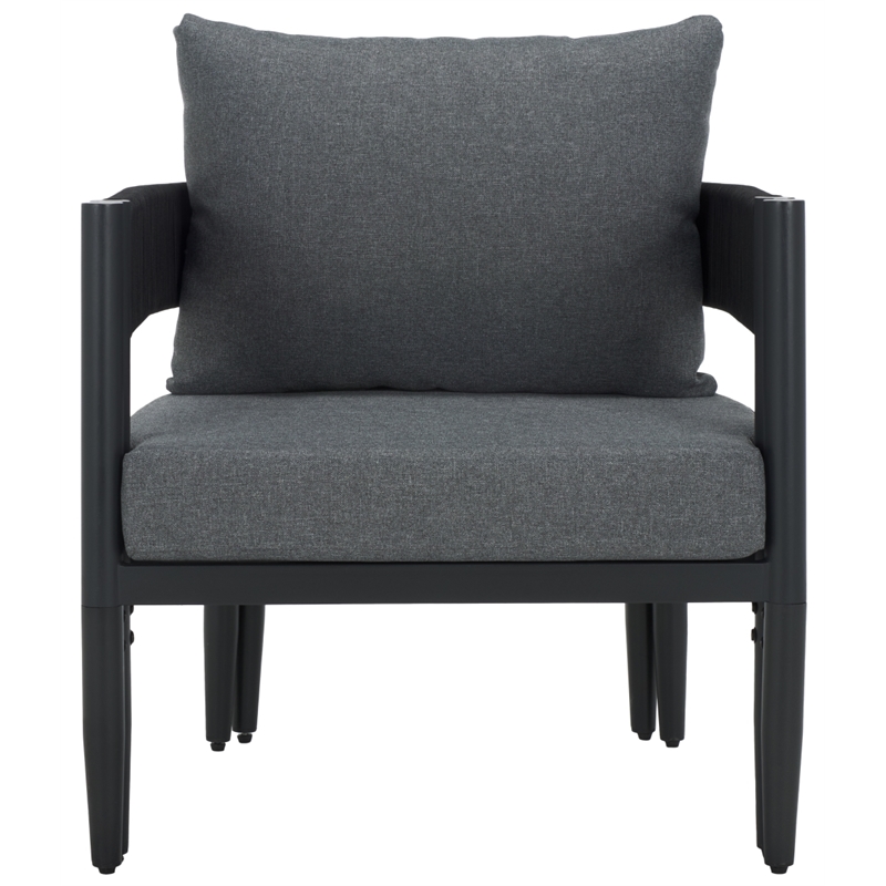 Safavieh Viola Fabric and Steel Chair Set of 2  in Black / Gray