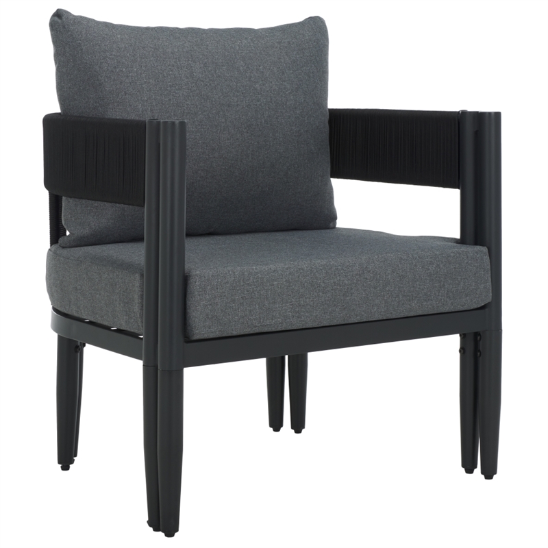 Safavieh Viola Fabric and Steel Chair Set of 2  in Black / Gray