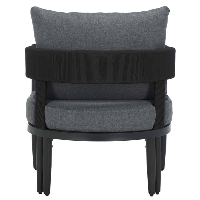 Safavieh Viola Fabric and Steel Chair Set of 2  in Black / Gray