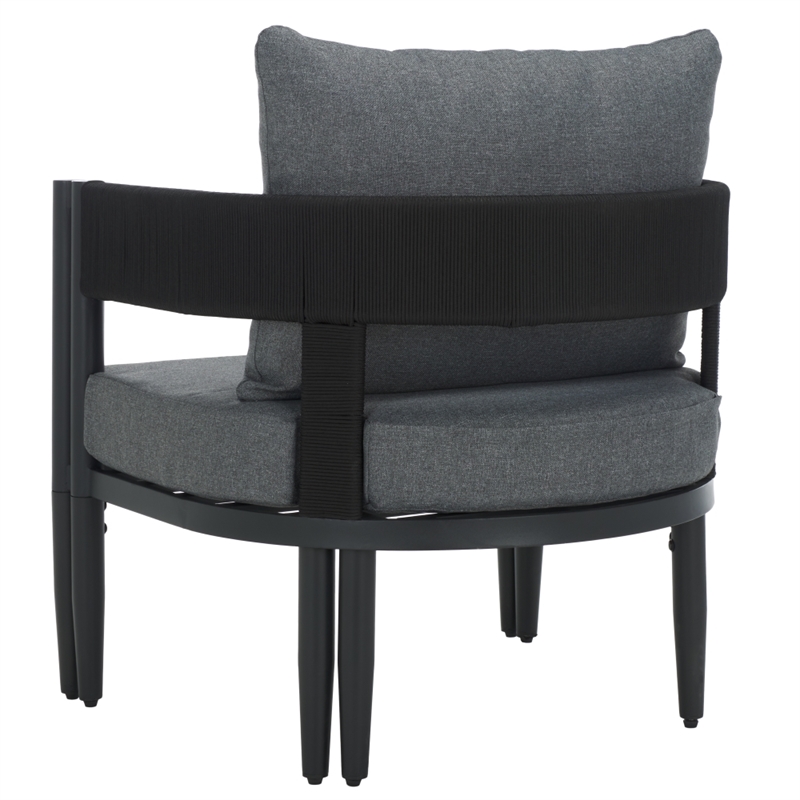 Safavieh Viola Fabric and Steel Chair Set of 2  in Black / Gray