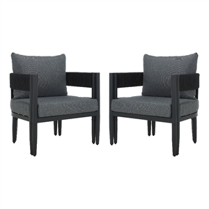 Safavieh Viola Fabric and Steel Chair Set of 2  in Black / Gray