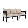 Safavieh Viola 3 Seater Steel Sofa in Black / Taupe