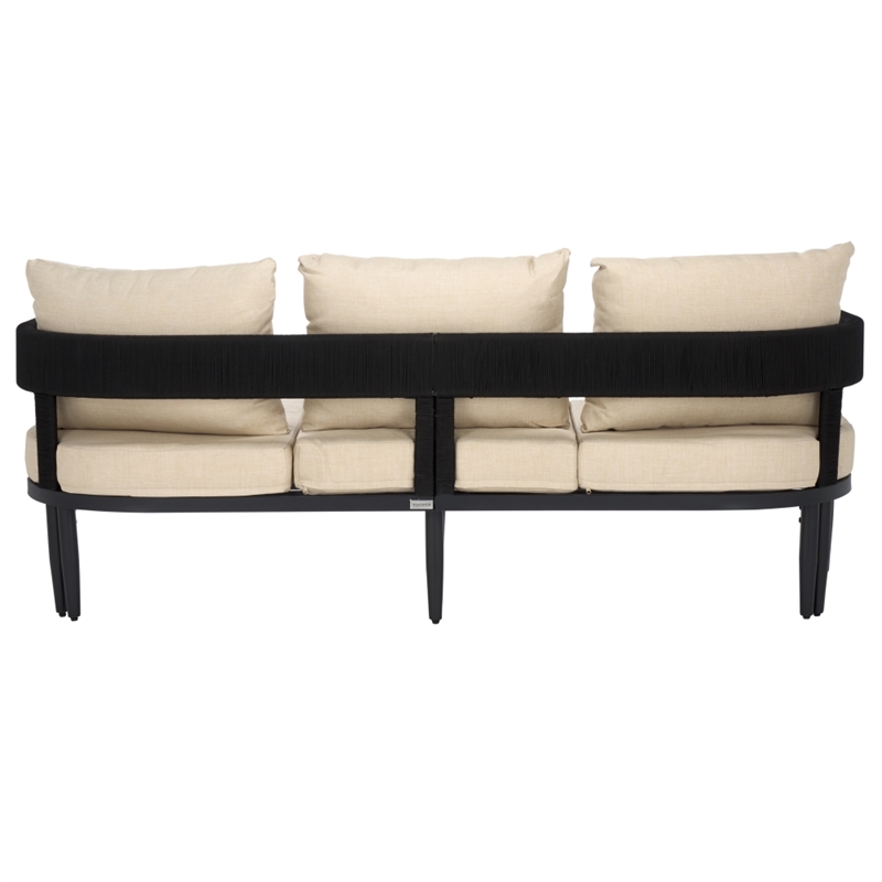 Safavieh Viola 3 Seater Steel Sofa in Black / Taupe