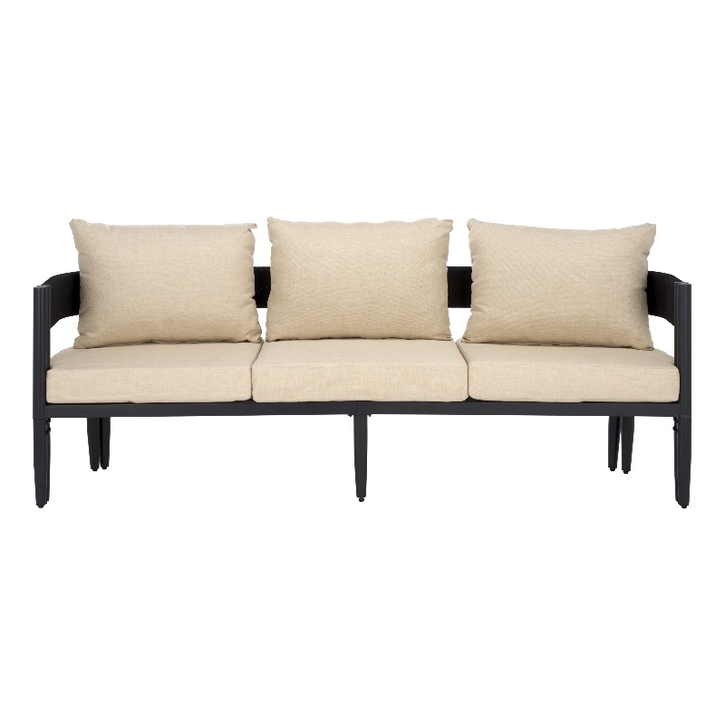Safavieh Viola 3 Seater Steel Sofa in Black / Taupe