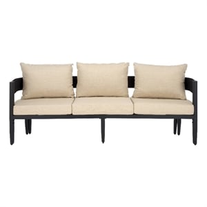Safavieh Viola 3 Seater Steel Sofa in Black / Taupe