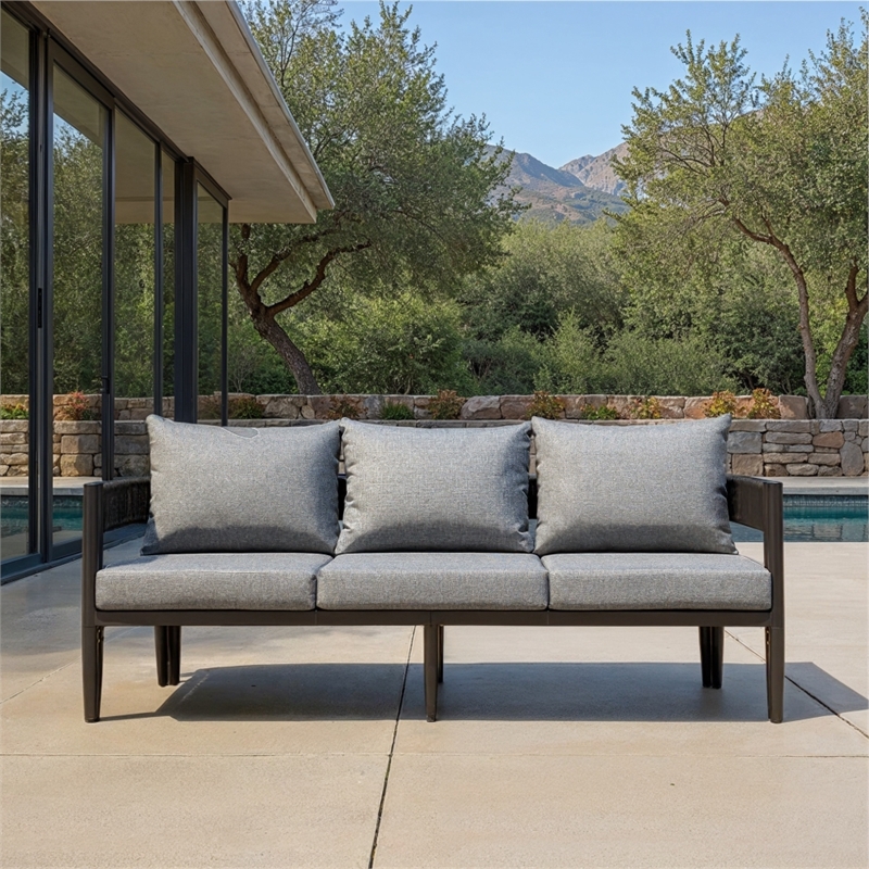 Safavieh Viola 3 Seater Steel Sofa in Black / Gray