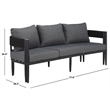 Safavieh Viola 3 Seater Steel Sofa in Black / Gray