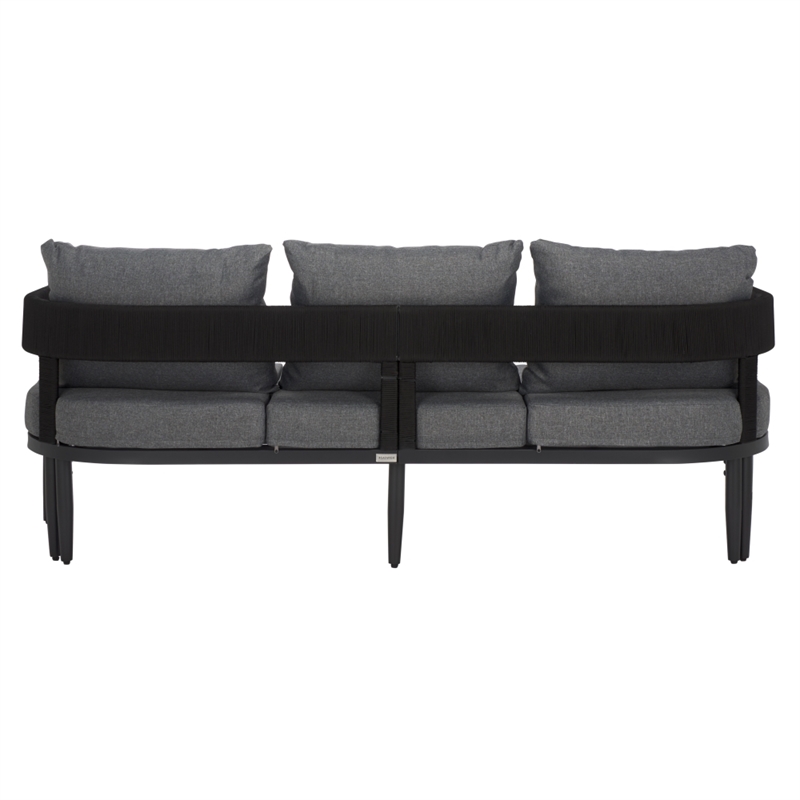 Safavieh Viola 3 Seater Steel Sofa in Black / Gray