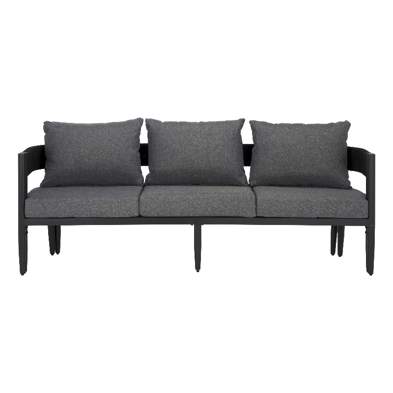 Safavieh Viola 3 Seater Steel Sofa in Black / Gray