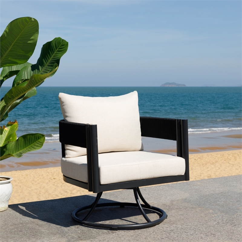 Safavieh Viola Steel Swivel Chair in Black / Taupe