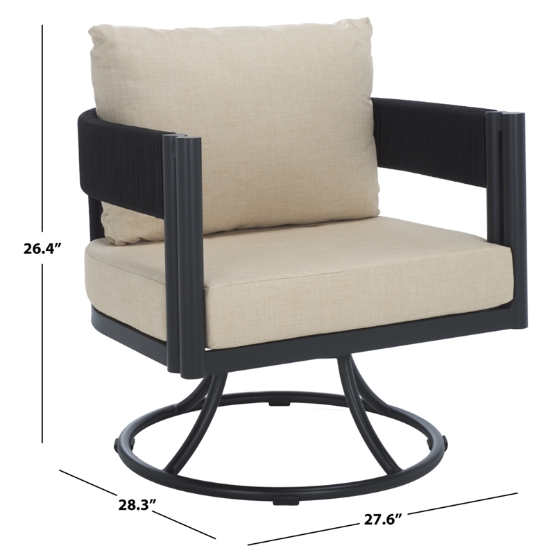 Safavieh Viola Steel Swivel Chair in Black / Taupe