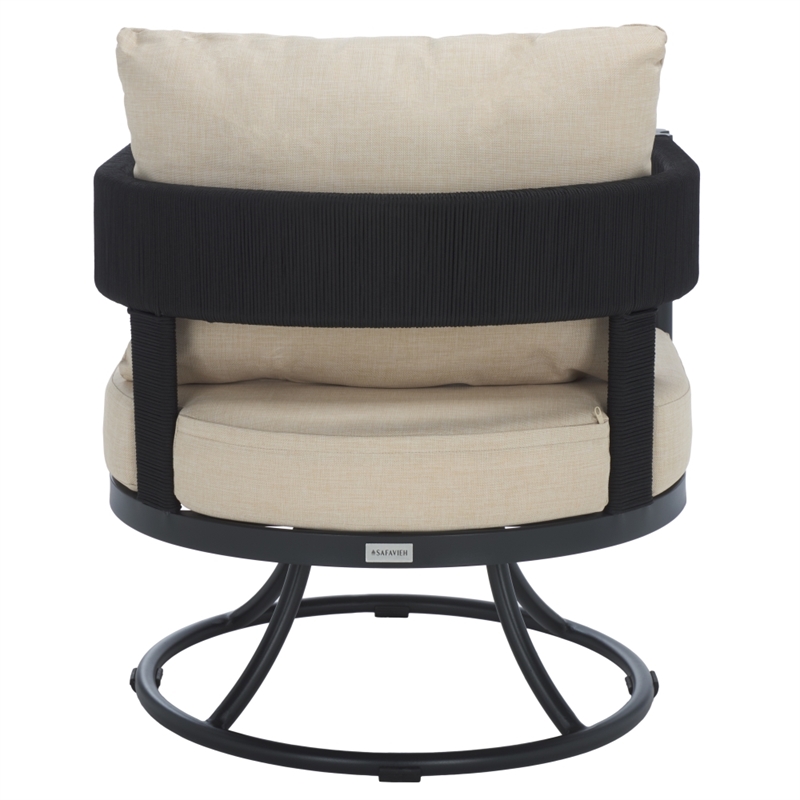 Safavieh Viola Steel Swivel Chair in Black / Taupe