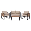 Safavieh Baker 4 Pc Steel and Wood Living Set  in Black / Taupe