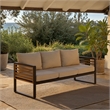 Safavieh Baker 3 Seater Steel and Wood Sofa  in Black / Taupe