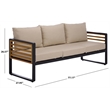 Safavieh Baker 3 Seater Steel and Wood Sofa  in Black / Taupe