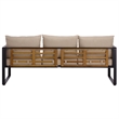 Safavieh Baker 3 Seater Steel and Wood Sofa  in Black / Taupe
