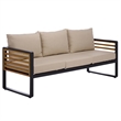 Safavieh Baker 3 Seater Steel and Wood Sofa  in Black / Taupe
