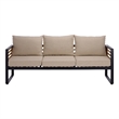 Safavieh Baker 3 Seater Steel and Wood Sofa  in Black / Taupe