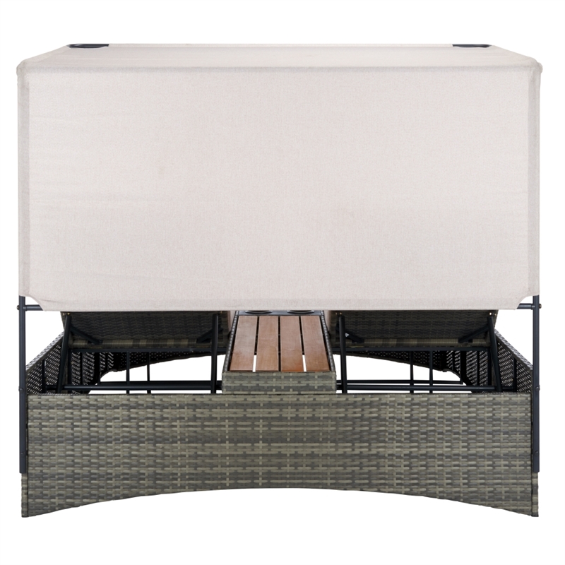 Safavieh Adora Rattan and Steel Double Daybed in Gray / Brown / Taupe