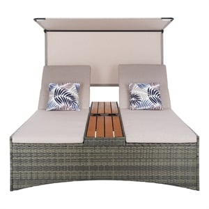 Safavieh Adora Rattan and Steel Double Daybed in Gray / Brown / Taupe