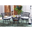 Safavieh Kyomi 3Pc Steel and Fabric Lounge Set in Black / Gray