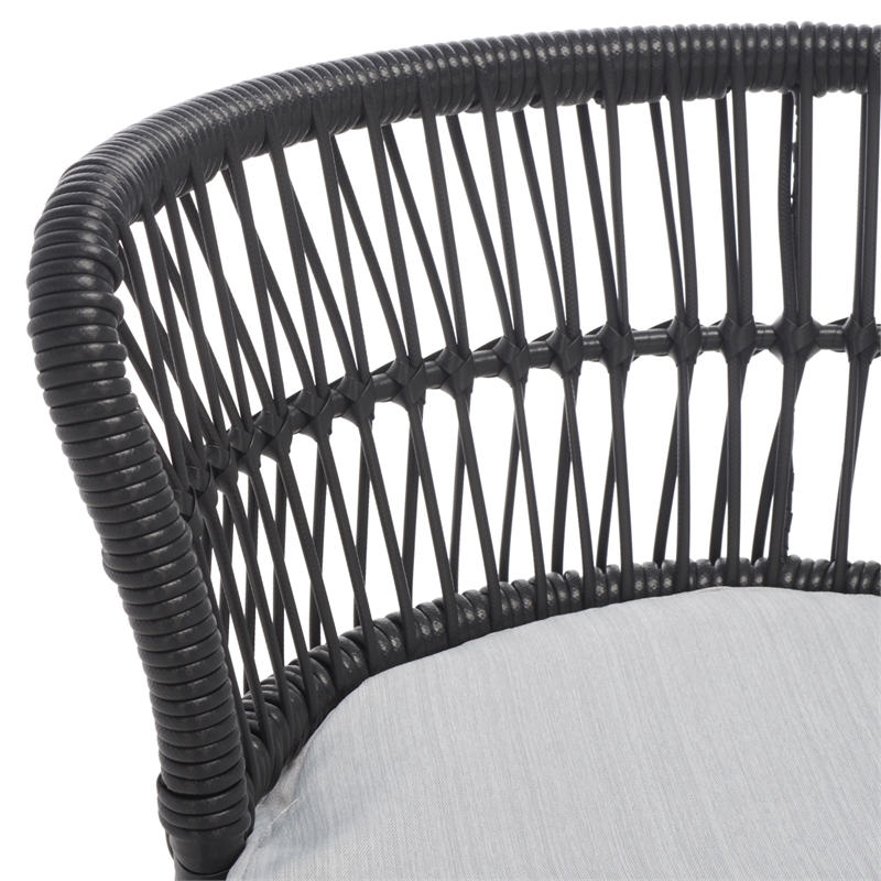 Safavieh Kyomi 3Pc Steel and Fabric Lounge Set in Black / Gray