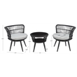 Safavieh Kyomi 3Pc Steel and Fabric Lounge Set in Black / Gray