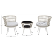 Safavieh Kyomi 3Pc Steel and Fabric Lounge Set in Gray