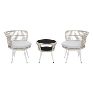 Safavieh Kyomi 3Pc Steel and Fabric Lounge Set in Gray